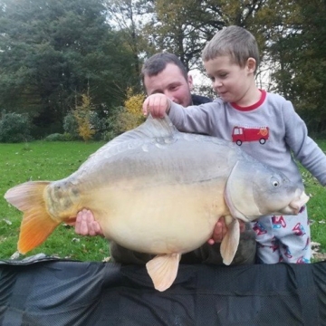Carp (30lbs 10oz ) caught by Jamie and Jake at  France.