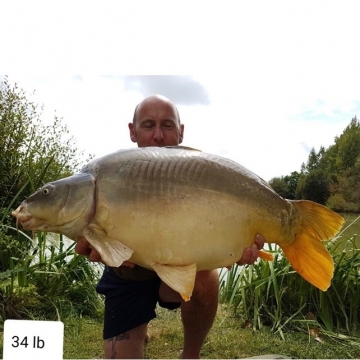 Carp (34lbs 0oz ) caught by Waine Morgan at  France.