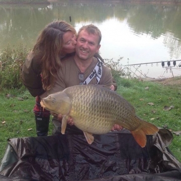 Carp (38lbs 4oz ) caught by Dave and Jeanette at  France.