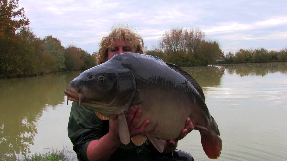 A 42lb mirror being stocked at Oakview Lake